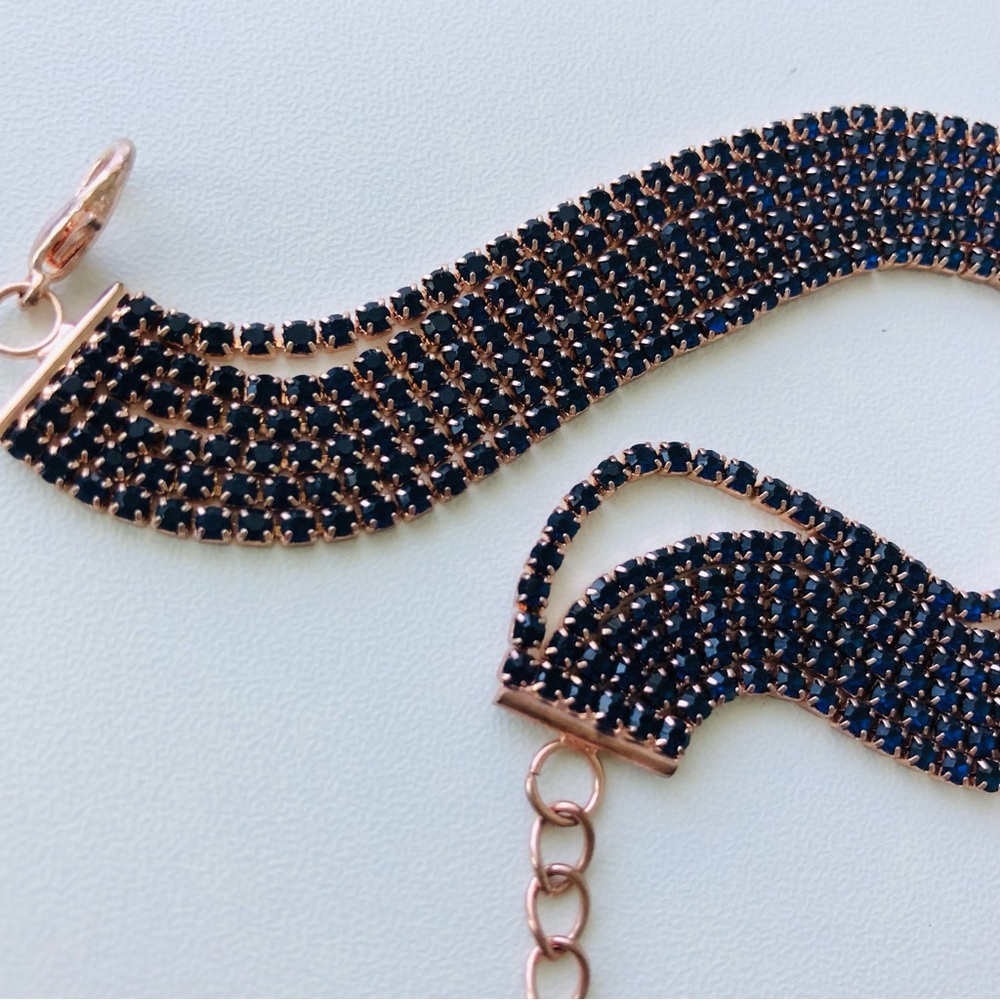 Elegant Navy Blue and Rose Gold Women's Bracelet